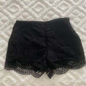 Black lace shorts